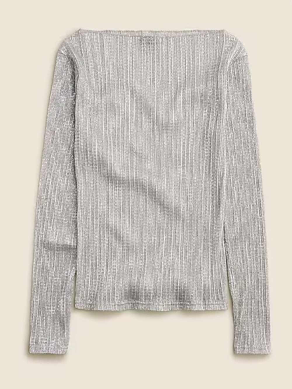 NWT J.Crew Sheer Metallic Boatneck Top Silver XXL
